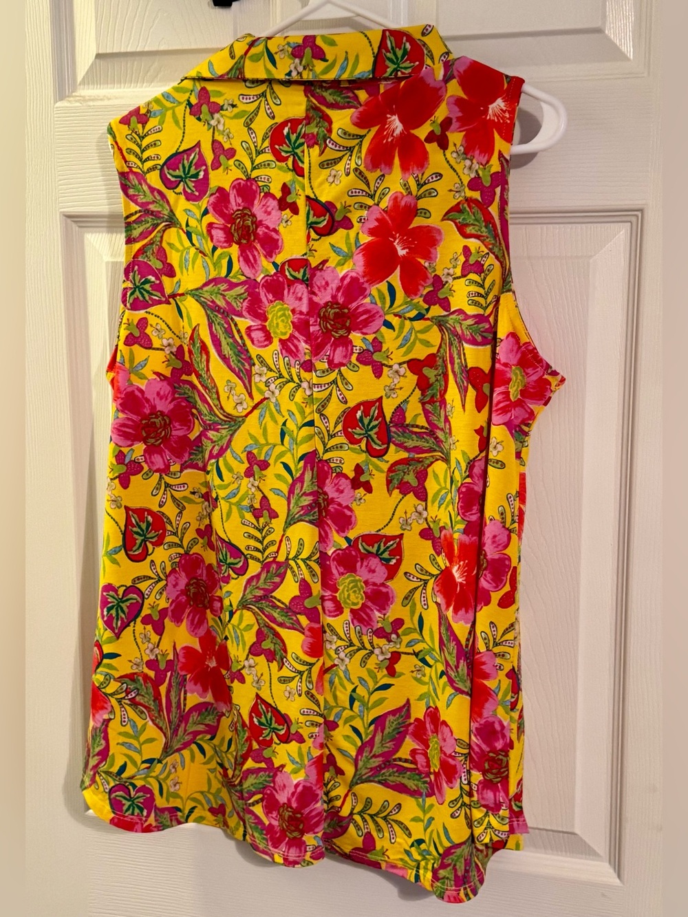 Sleeveless Floral  Top in Bright Yellow & Pink - Picture 3 of 5